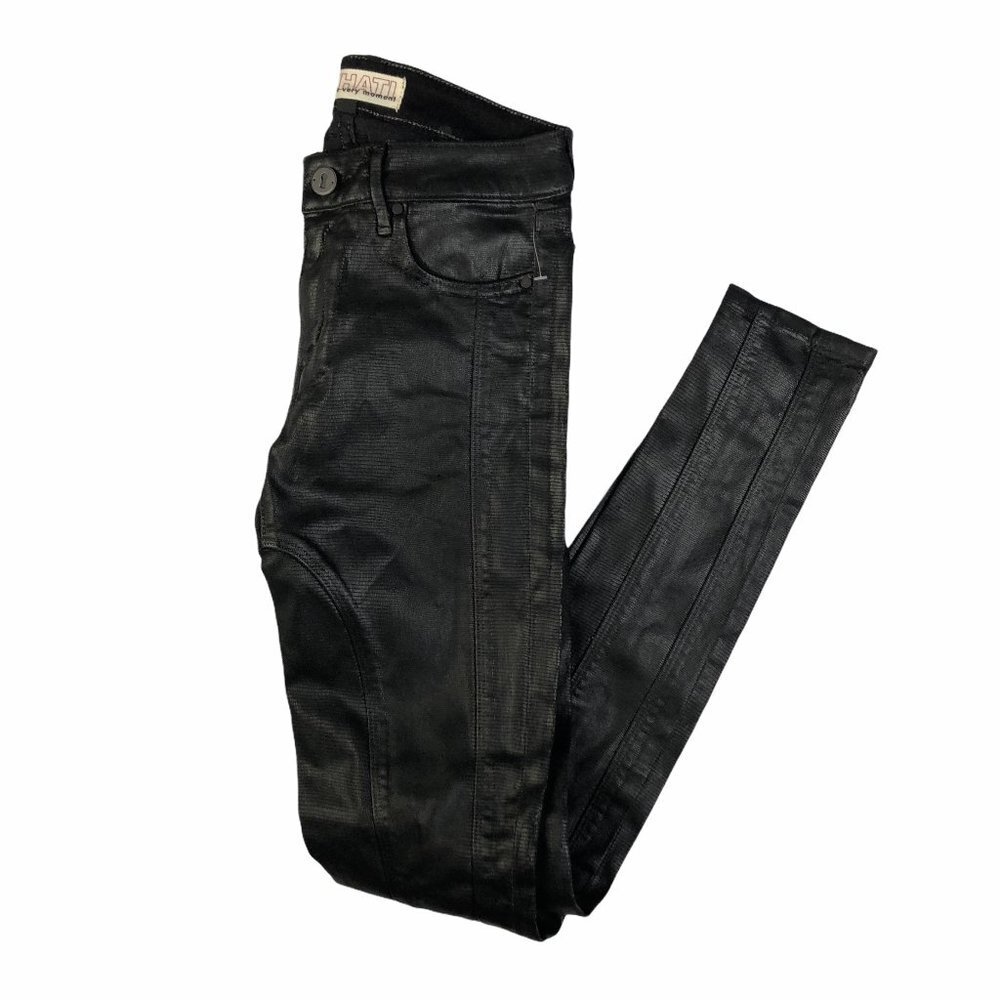 THVM Black Coated Panel Skinny Jeans NWOT 25